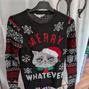 Grumpy Kitty Christmas Sweater size XS